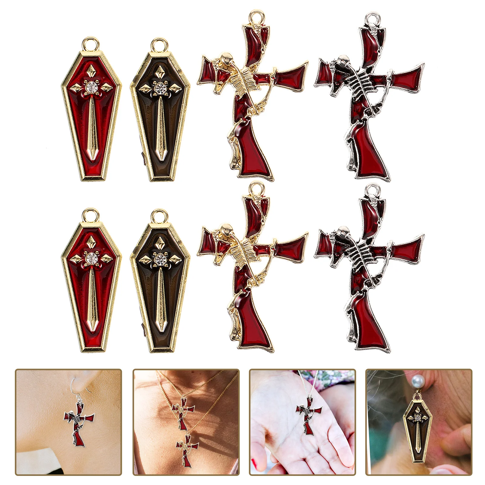 

1 set Jewelry Charms Cross Coffin Pendants Charms For Earring Making Alloy DIY Accessories Bulk Safe Durable Decorative