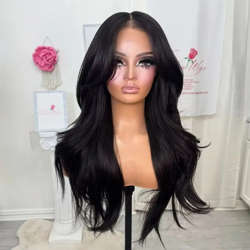 

Высокотемпературное волокно, темный брюнет, мелирование, балаяж, роскошный синтетический парик спереди, для белых, черных женщин, мягкий бесклеевой парик