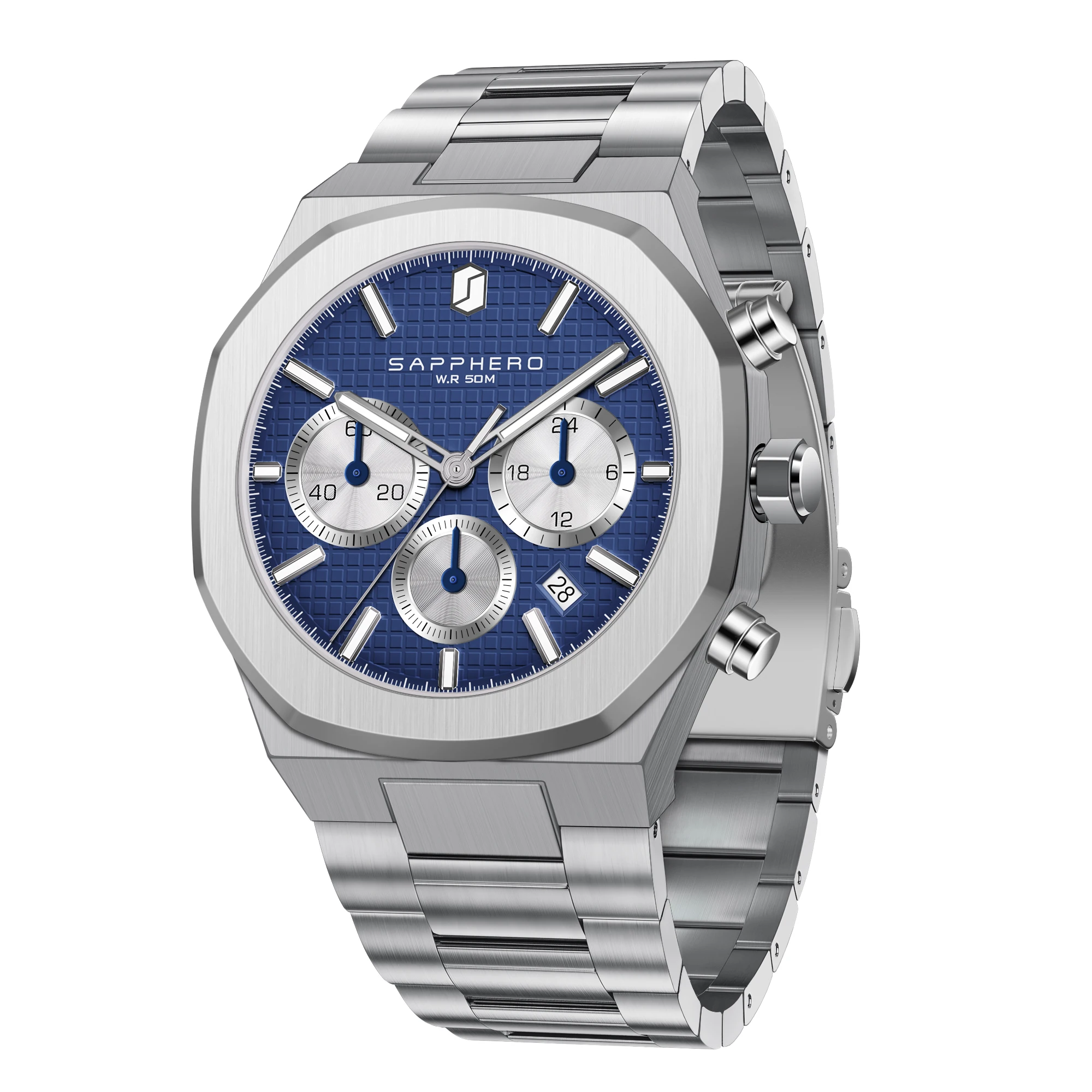 SAPPHERO Men's Watch Stainless Steel Waterproof Men's Watch Chronograph Business Men's Watch Best Gift Clock