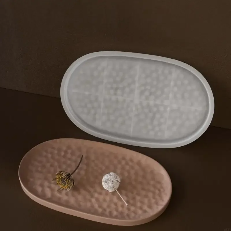 Creative Silicone Mold Jewelry Tray Moulds Oval Silicone Texture Handmade Molds Perfect for Home Decorating