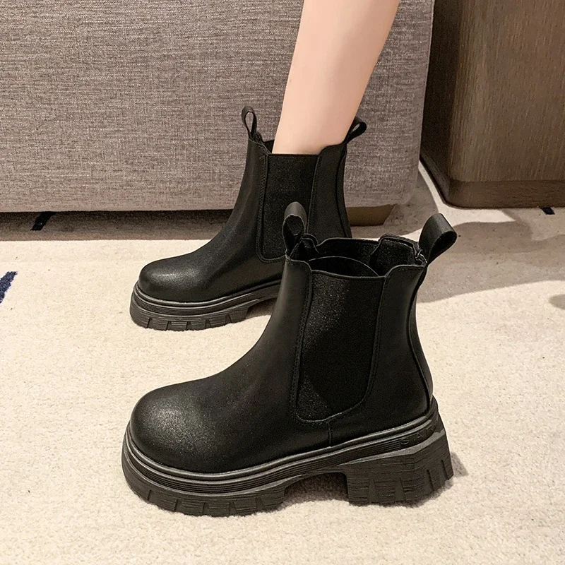Winter New Style College Style Versatile Casual Mid-calf Women's Boots Fashionable Thick Sole Thick Heel Knight Boots for Women image 2