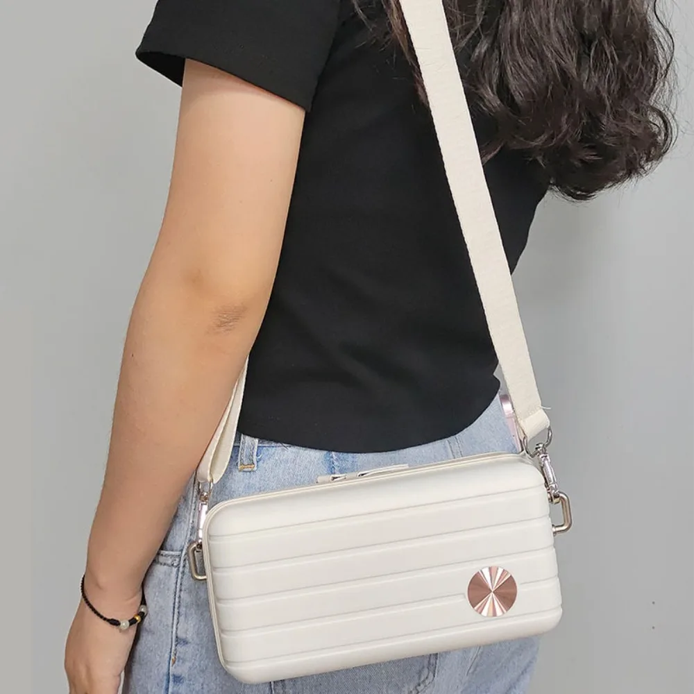 

Waterproof Hard-Shell Crossbody Bag Adjustable Shoulder Strap Solid Color Travel Cosmetics Bag Portable Large Capacity
