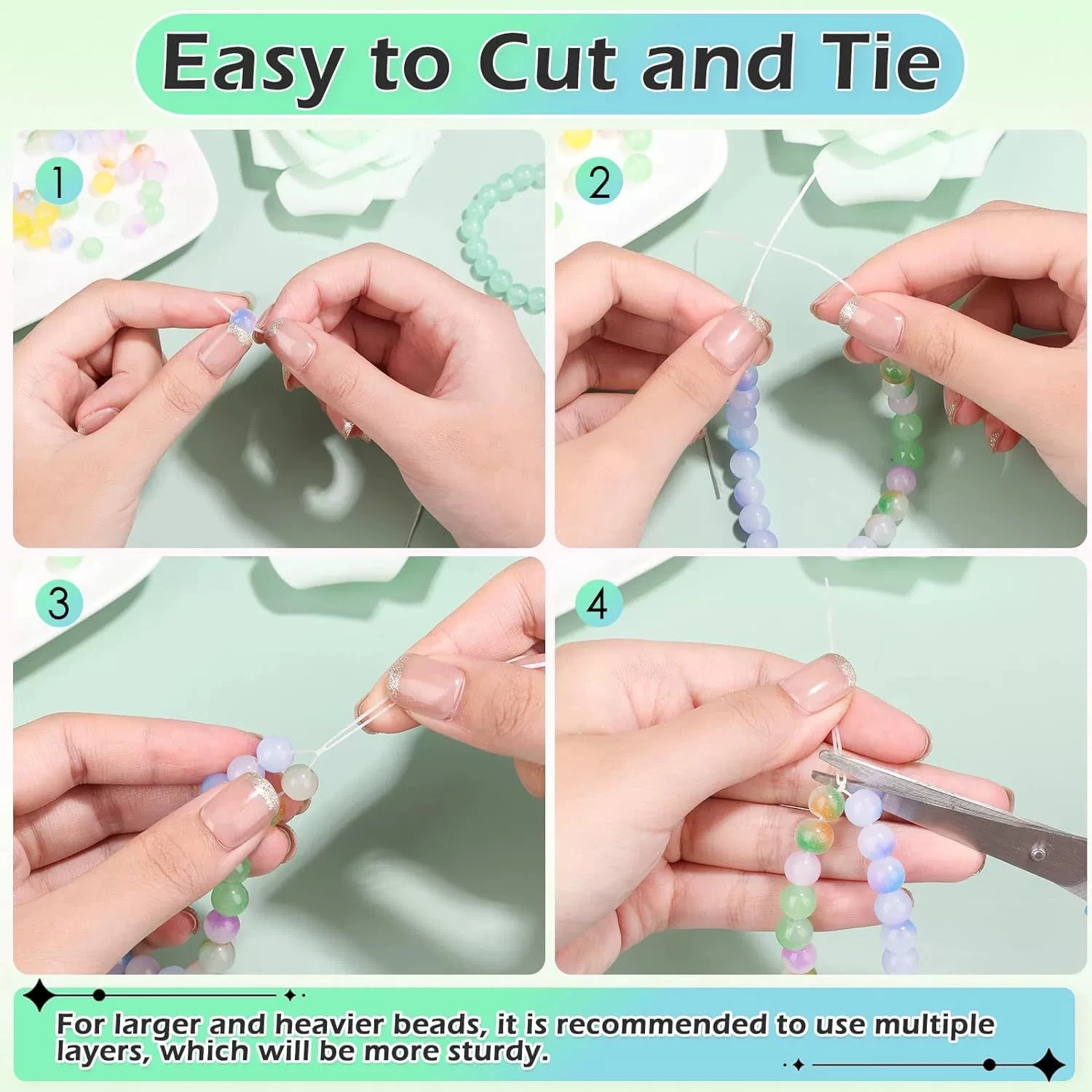 مطاطا تمتد كريستال سلسلة الحبل مختلط لون عشوائي حبل DIY بها بنفسك اليدوية صنع المجوهرات سوار الديكور الموضوع الملحقات #6