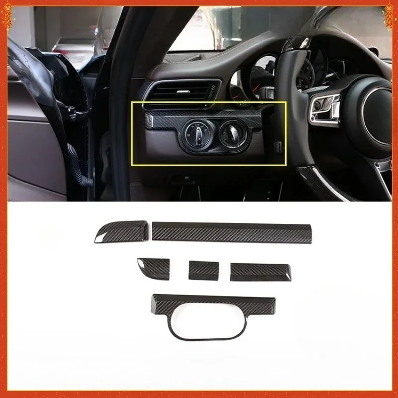 

For Porsche 718 911 Real Dry Carbon Fiber 2013-2019 Interior Center Console Decorative Panel Dashboard Modification Accessories