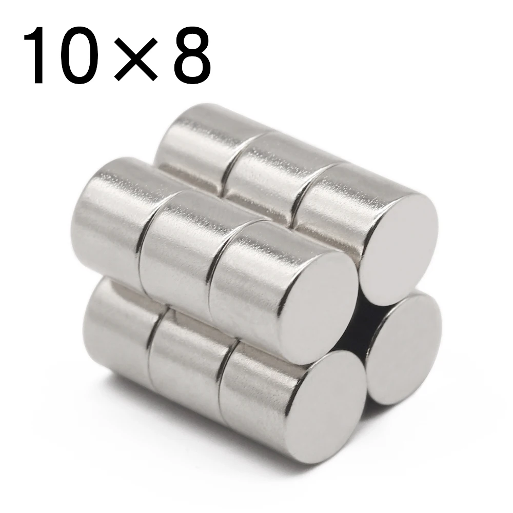 5/10/20/50 Pcs 10x8 Round NdFeB Neodymium Magnet N35 Super Powerful Small imanes Permanent Magnetic Disc