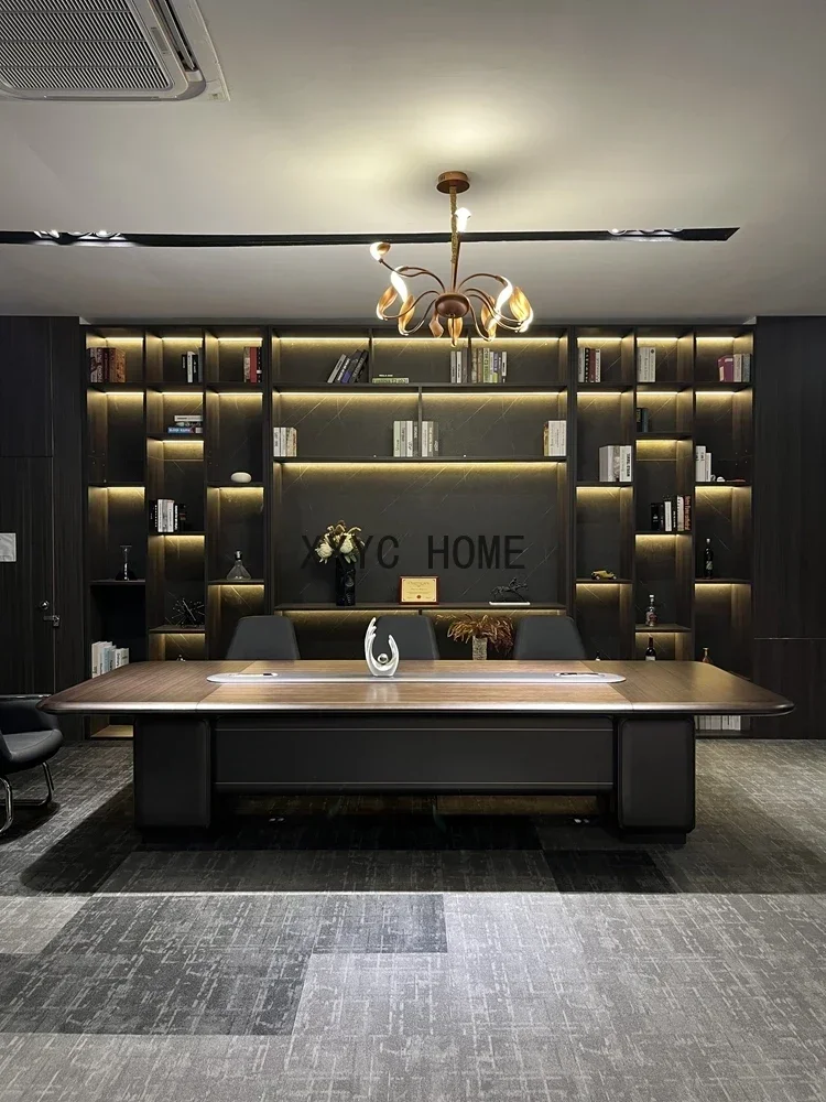 Conference Table Long Table Office Furniture High-Grade Paint Solid Wood Conference Room Simple Modern Negotiation Long Table