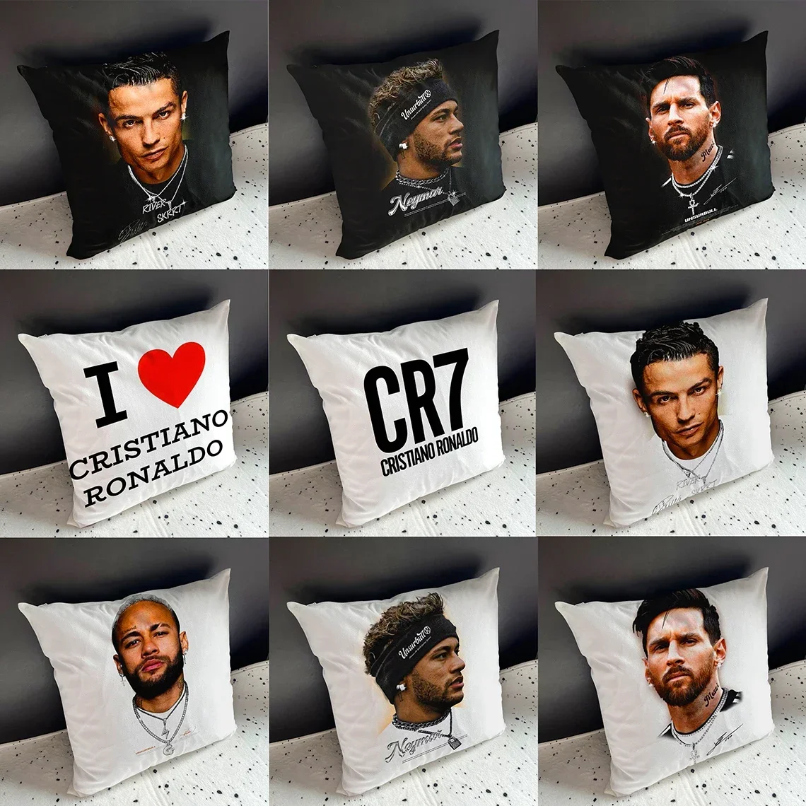 

Декоративная наволочка I Love Cristiano-Ronaldo 40x40, наволочка с сердечком, двухсторонняя наволочка 45x45, футбольные звезды