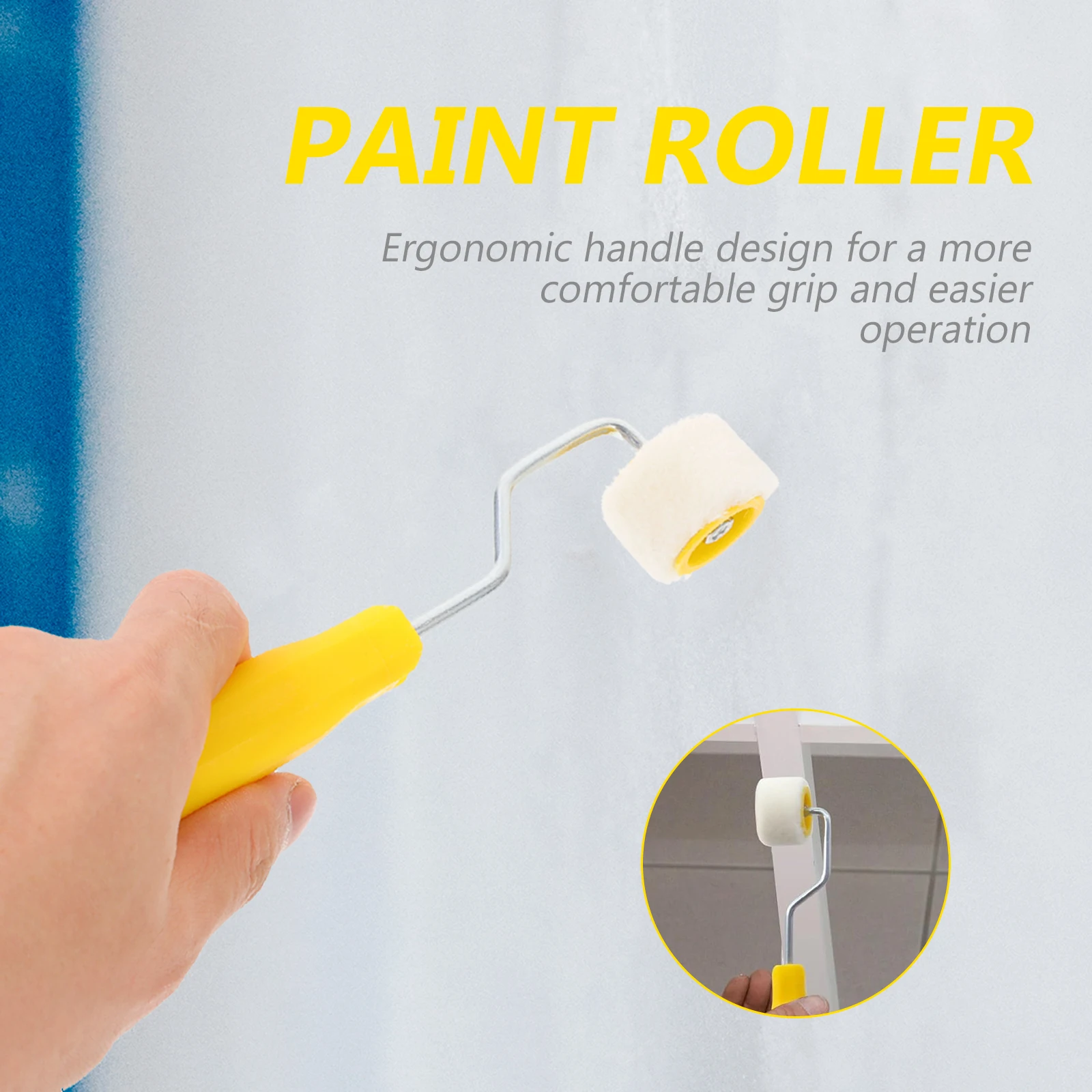 2Pcs Wool Paint Roller Brush Mini 2cm Wide Roller Paint Brush Ergonomic Handle for Small Area Painting Wall Painting Supplies