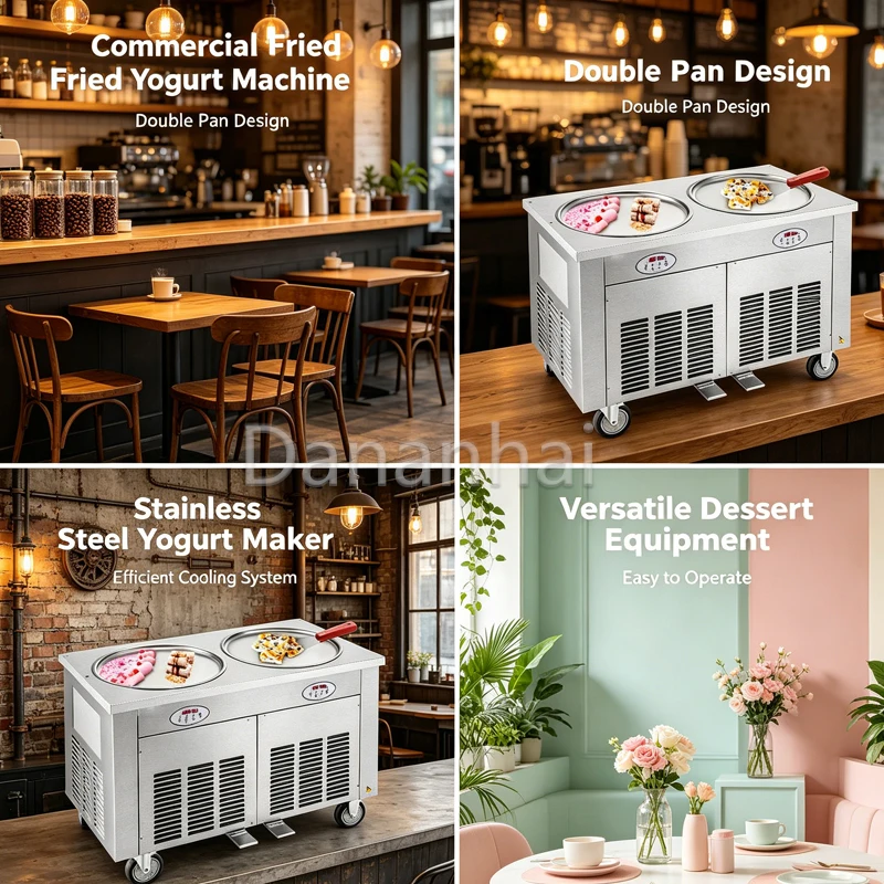 Commercial Stainless Steel Ice Cream Yogurt Frying Machine Easy to Operate Roll Forming Shaved Ice Maker for Business Use