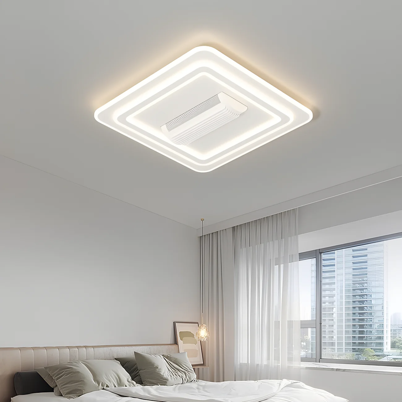 Bladeless ceiling fan with light remote control modern fan lighting smart home decoration simple indoor lighting fixture