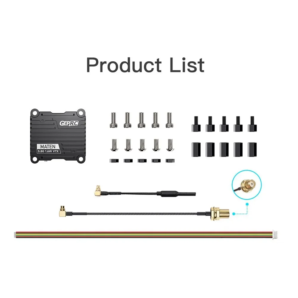 GEPRC MATEN 5.8G 1.6W VTX 72CH 1600Mw FPV Video Transmitter Built-In Mic PAL/NTSC For FPV Long Range Racing Drone