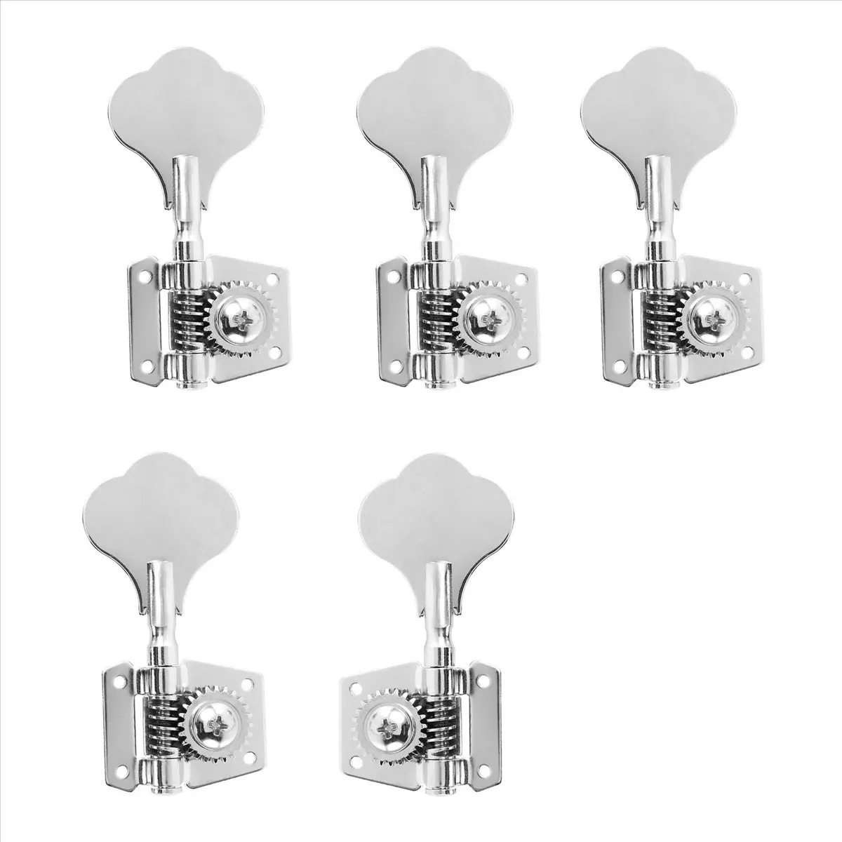 

TUREBG 5 шт. винтажные открытые колки для бас-гитары, черные, 1L4R, для 5-струнной бас-гитары, серебристые