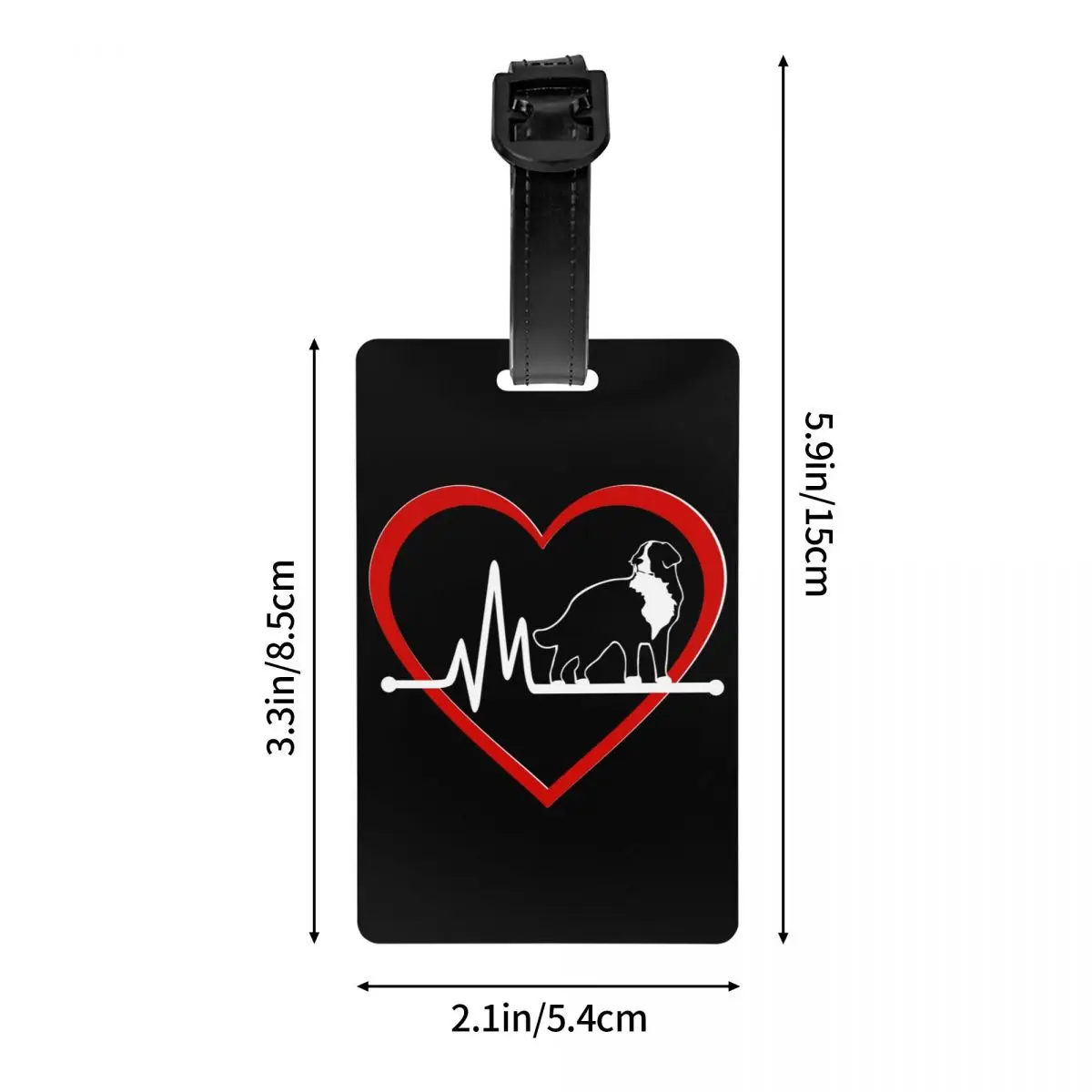 Bernese Mountain Dog Love Heartbeat Luggage Tag for Travel Suitcase Animal Privacy Cover ID Label