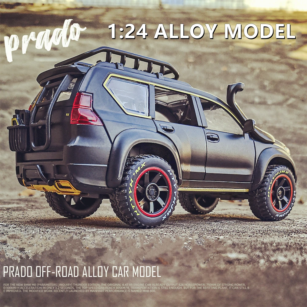 1:24 Toyota Prado SUV Alloy Car Model Diecast Metal Toy Modified Off-road Vehicle Car Model High Simulation Collection Gift