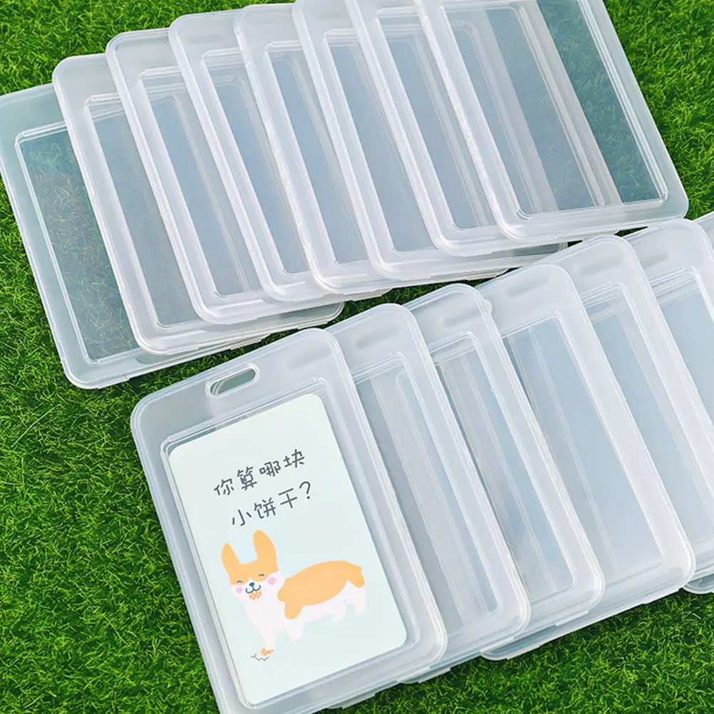 

15Pcs Bus Card Holders Plastic Protective Covers Portable Student Id Badge Sleeve Office School Work Protector