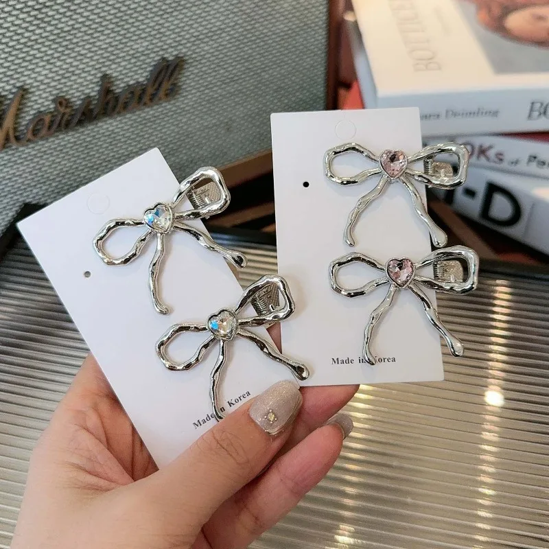 

Цельная заколка для волос со стразами и бантом в виде утконоса, элегантная заколка с одним зубцом для укладки волос по бокам, женский аксессуар для волос