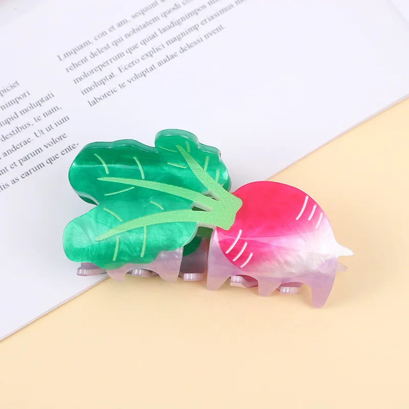 Fashion Double-Sided Printed Cartoon Fruit Hair Claw Clip Acrylic Cute Food Hair Clips Gift For Girls Headwear Accessories Women