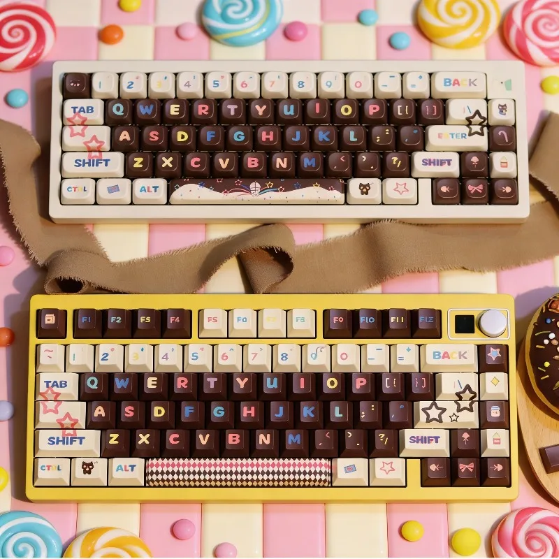 

New Black Sugar PBT Keycaps Full Set Custom - 5-Side Dye-Sublimation EOA Profile 143-Key Mixed Color for Mechanical Keyboards