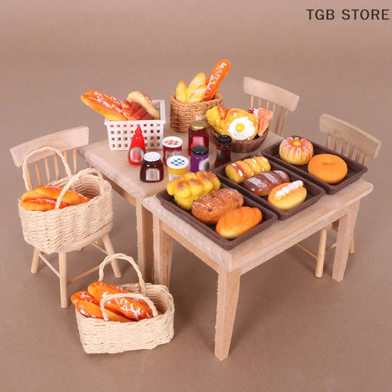 1Set Simulation Brot Korb Marmelade Modell Lebensmittel Spielen Küche Dekor Spielzeug Puppenhaus Miniatur Puppenhaus Zubehör