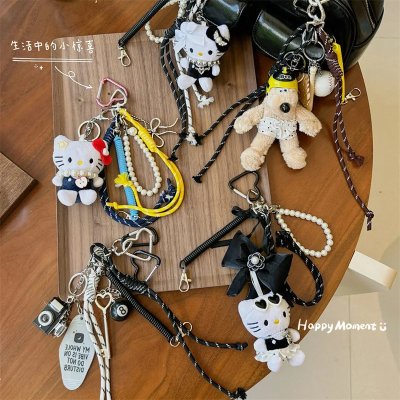 Cartoon Cute Hello Kitty Instagram Windback Charter Keychain Miu Series Bag Kt Pendant Hanging Rope Girl Bag Decoration Gift