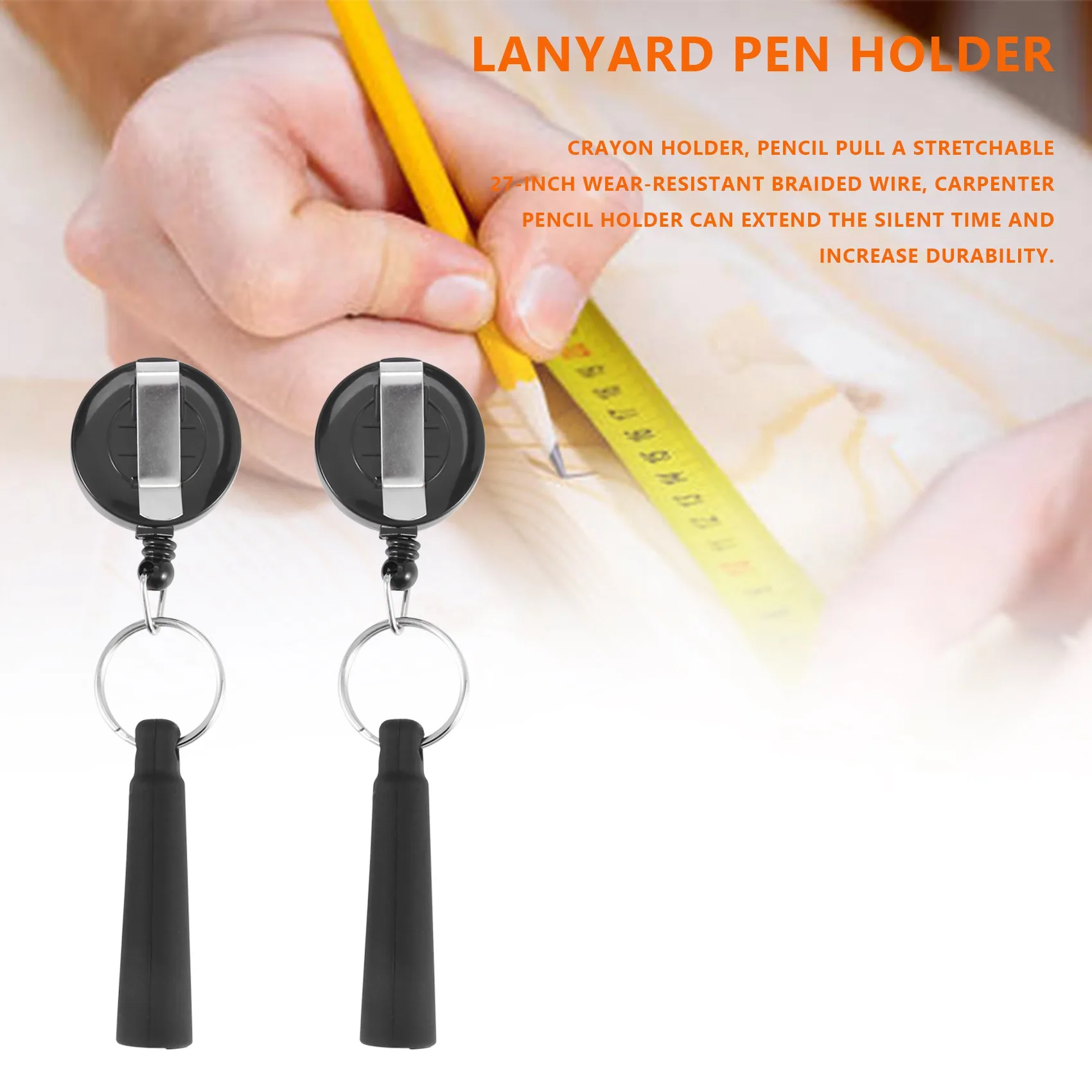 8Pcs Elastic Silicone Retractable Pencil Holder, Duty Retractable Pull Pen for Woodwork, Retractable Keychain Pen Case