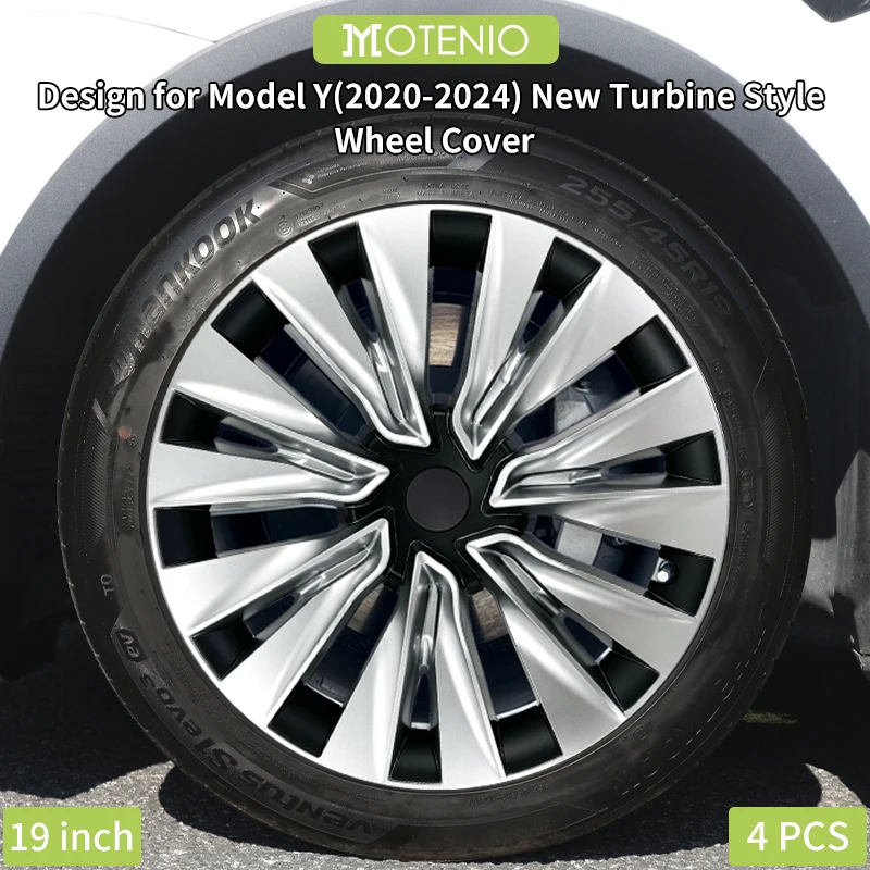 19 Zoll YA Neue Radkappe im Turbinenstil, 4 Stück, Vollfelgenabdeckung, Zubehör-Design für Tesla Model Y 2020–2024, Radkappe, Ersatz-Radkappe