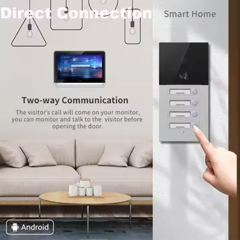 

Hot Sale Tuya Villa Doorphone Multi Apartment Ip Video Intercom With Wifi 4 Apartments Video Interphone Security Wifi Intercom S