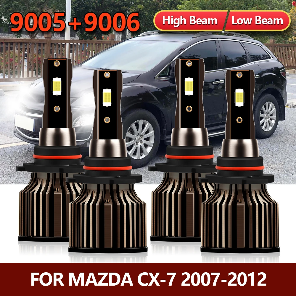 

4x LED Headlight Bulbs 9005 9006 Combo High Low Kit Bright CSP Front Car Lamps For Mazda CX-7 2007 2008 2009 2010 2011 2012