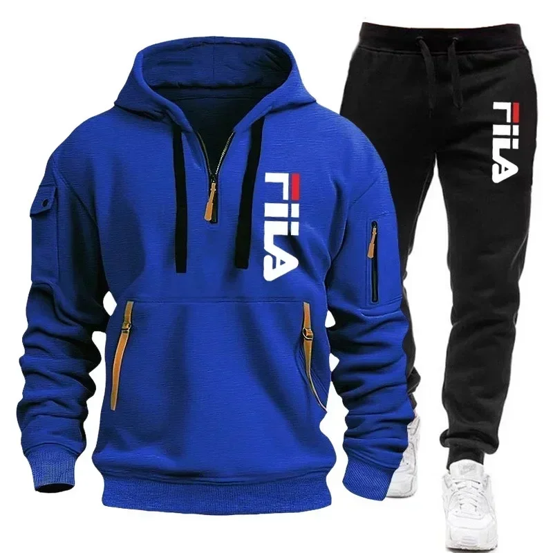 Spring Autumn Street New Men's Zipper Hoodie Pants Two Piece Set Outdoor Multi Pocket Casual Pullover Sports Suit Breathable Tra view 6