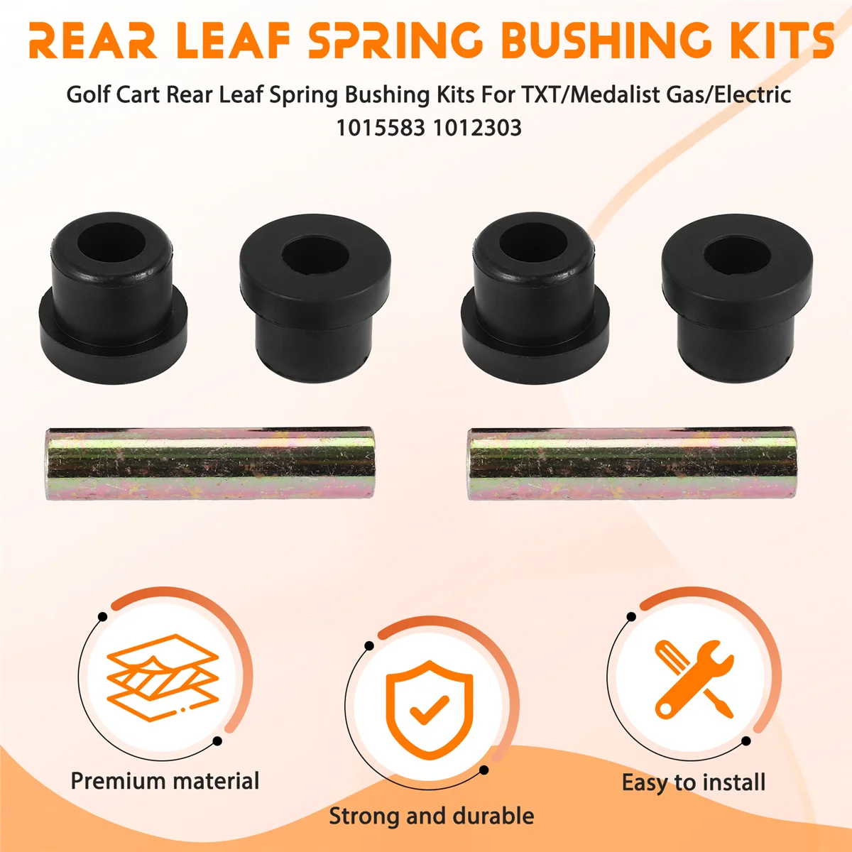 AUU-สําหรับ Club Car Bushing Kit, รถกอล์ฟด้านหลัง Leaf Spring Bushing Kits สําหรับ/แก๊ส/ไฟฟ้า 1015583 1012303