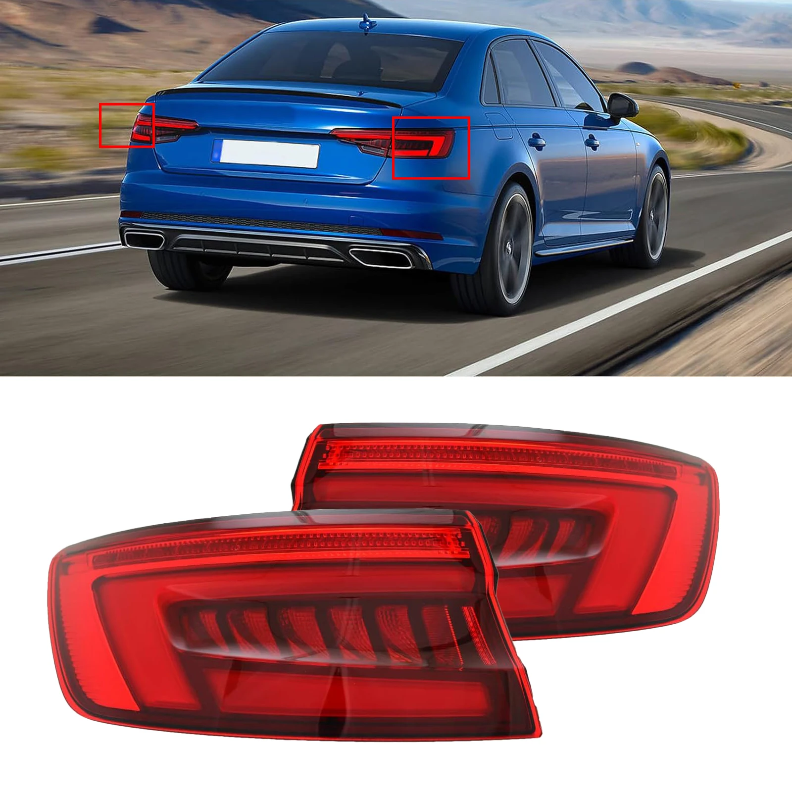 

Пара светодиодных внешних задних фонарей в сборе для Audi A4L A4 B9 2020-2023, задний фонарь 8 Вт 5945091 AC, 8 Вт 5945092 АК