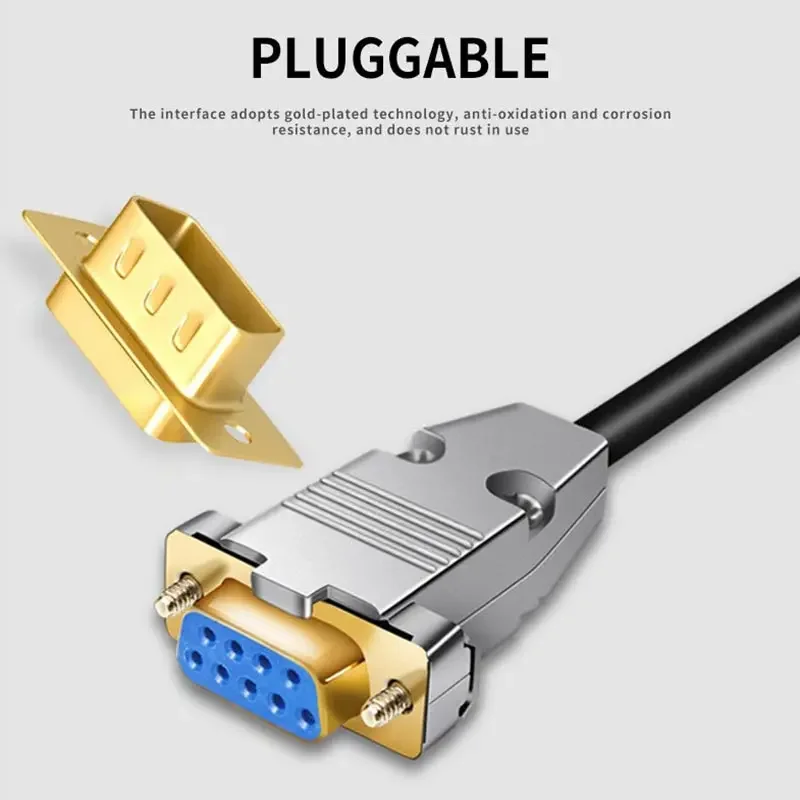 Industrial DB9 RS232 Male to Female to Female Extension Cable Connector 9Pin Shielded Wire Serial COM Cord with Metal Plug Wire