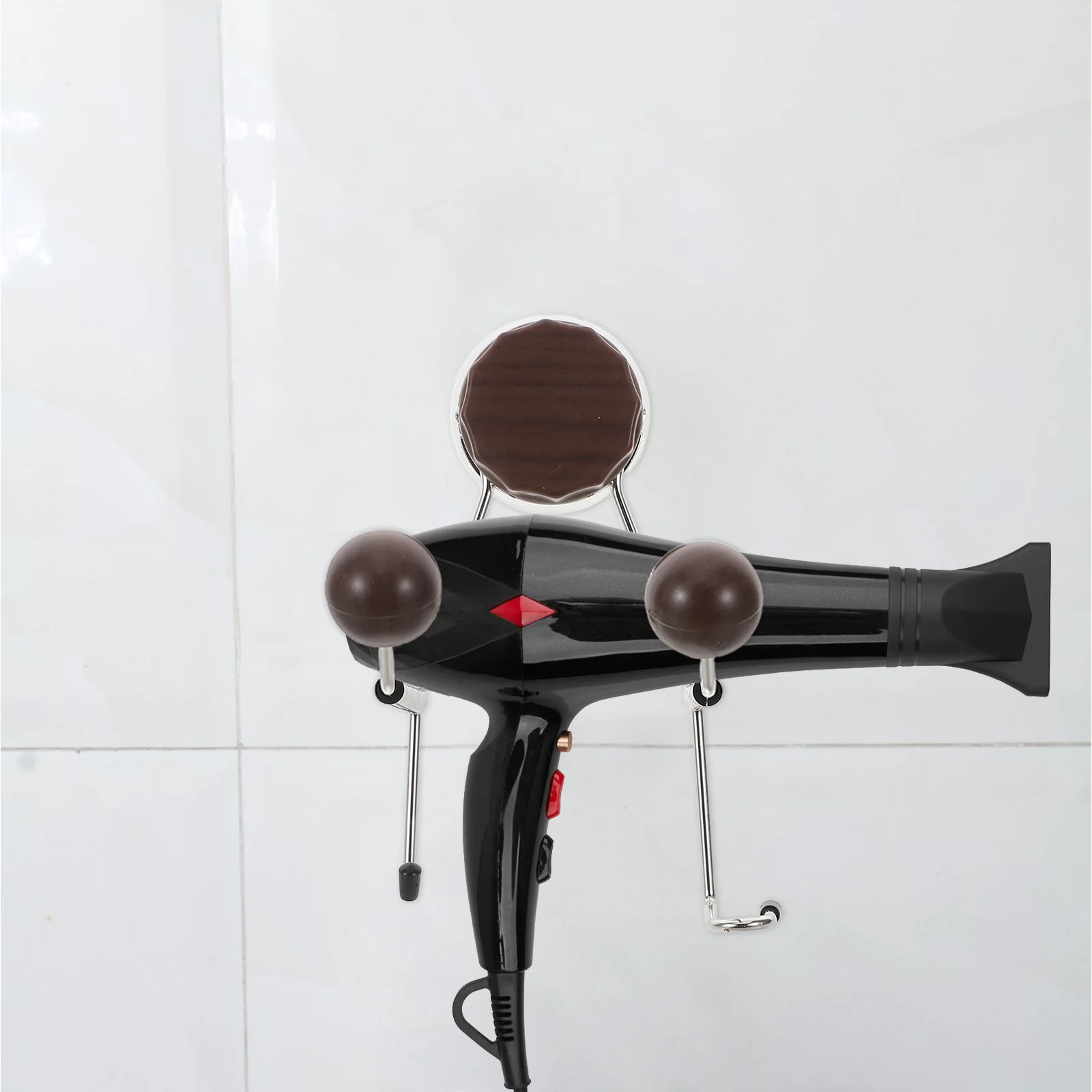 

Hair Dryer Holder Suction Cup Wall Mounted Stainless Steel Bathroom Rack Vintage Style Powerful Suction Tile Glass