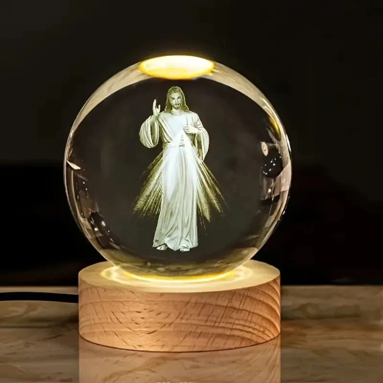 1pc, Jesus Beckons religious nightlight, diameter 2.36 or 3.15 inches, birthday gift glass globe, home desk lamp decoration with