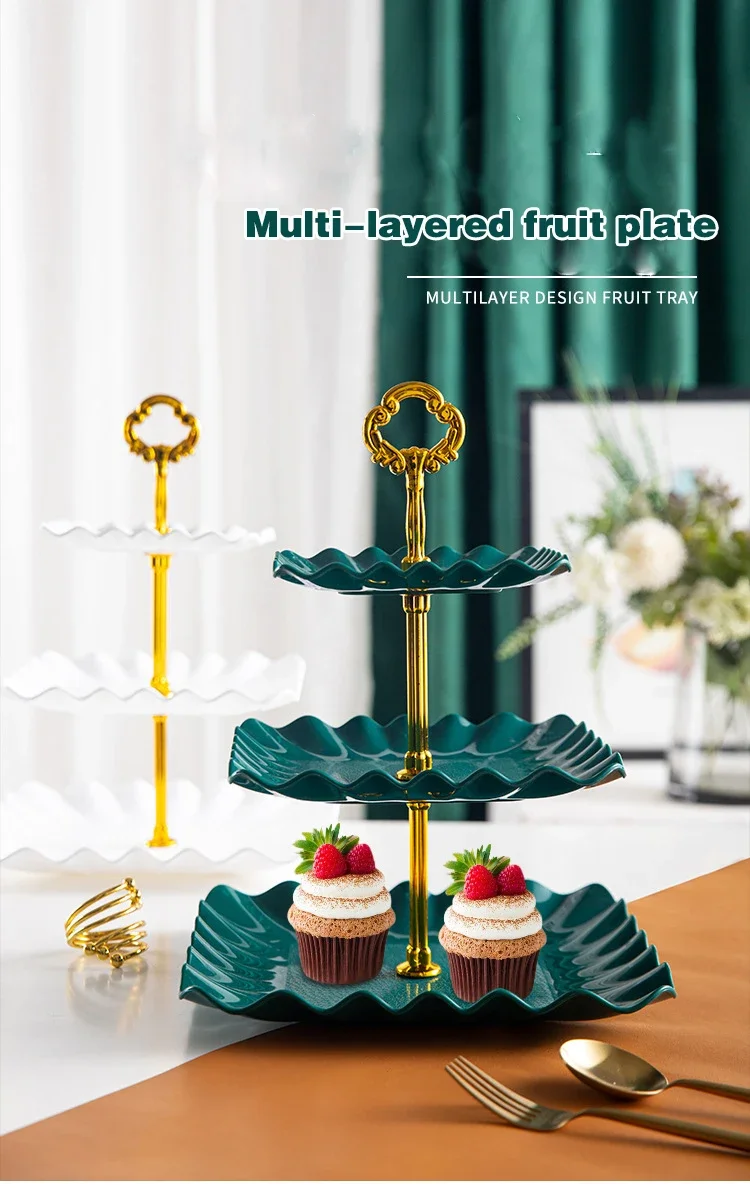 Three-layer Modern Simple Fruit Plate Plastic Dessert Stand Cake Stand Wedding Cake Plate Fruit Plate Dedicated Dry Fruit Plate