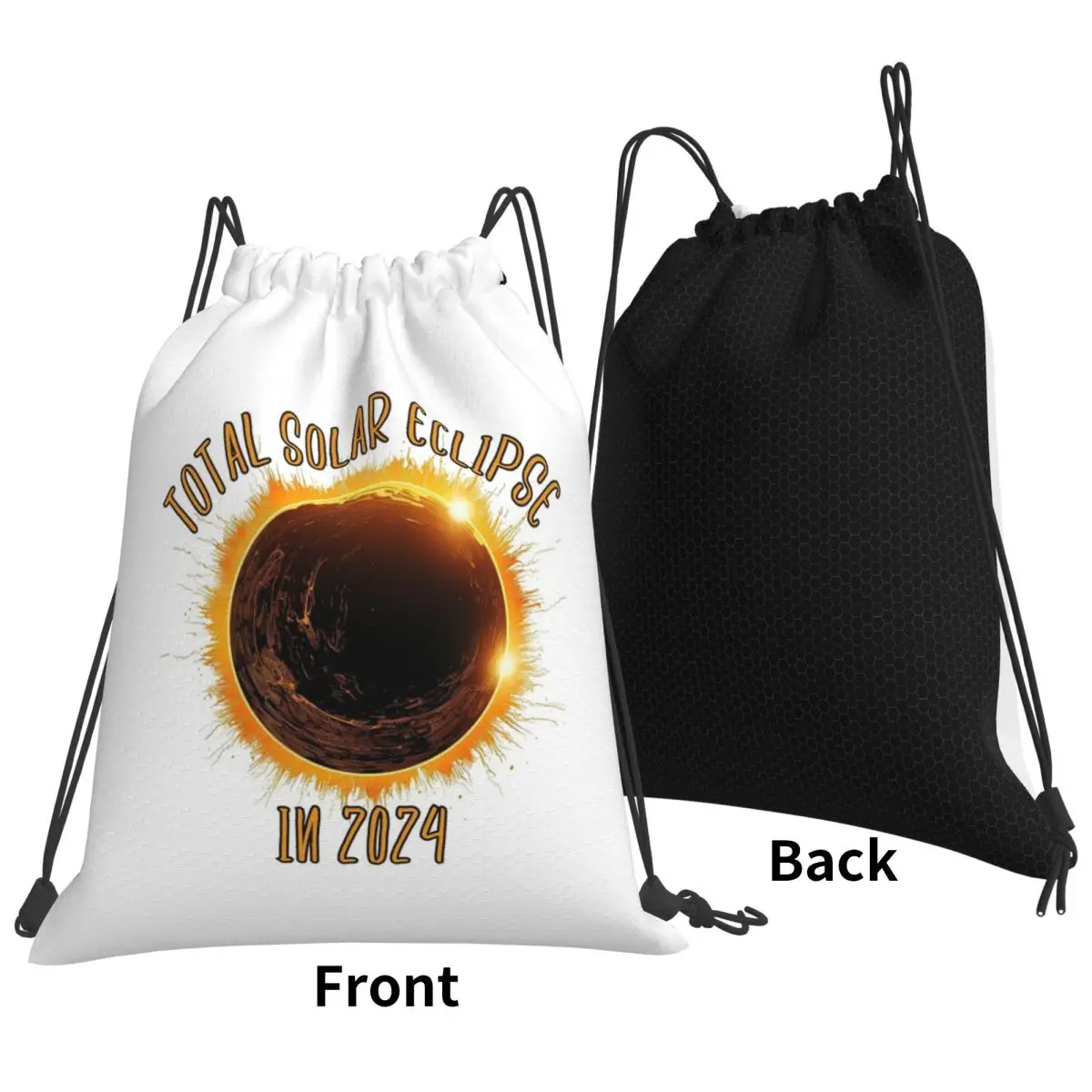 Total Solar Eclipse In 2024 Backpacks Multi-function Drawstring Bags Shoes Bag Book Bags for Man Woman Students