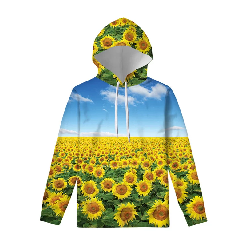 Autumn Sunflower Floral 3D Print Hoodies Men Women Casual Fashion Sweatshirts Oversized Hoodie Pullovers Tracksuit Clothing