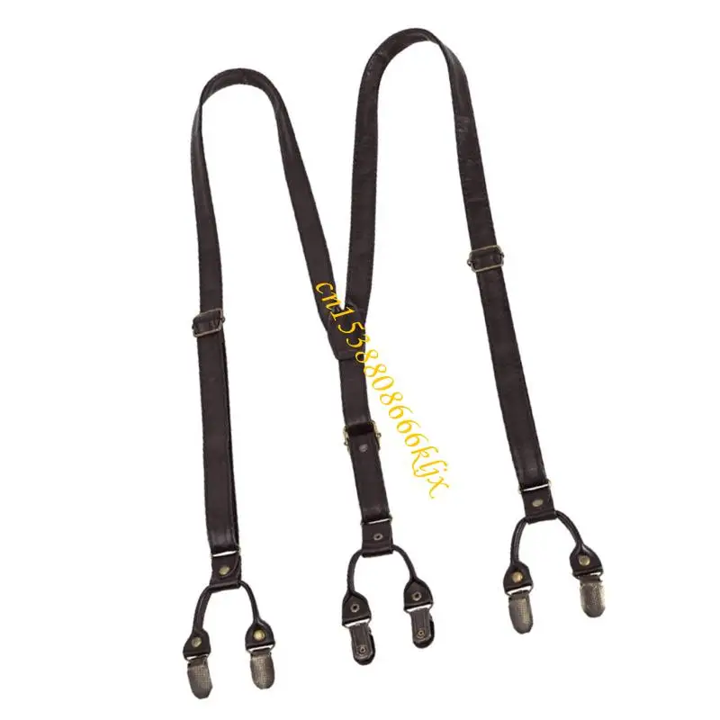 Suspender retro yang menarik 6 klip nonslip pria prom wear pu leather accessory 066c