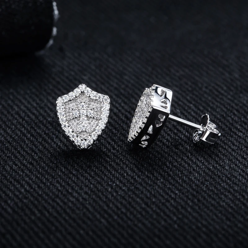 MossanRappr 0.3cttw Moissanite Hip Hop Cross Stud Earrings 925 Sterling Silver D Color Bling Statement Jewelry for Men & Women