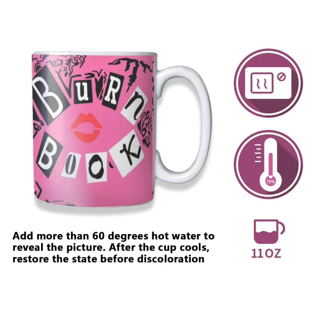 Burn-Book-Homens e Mulheres-Caneca Cerâmica One Piece, Xícara Chá, Copos de Leite, Mudança de Cor Criativa, Presentes Novidade