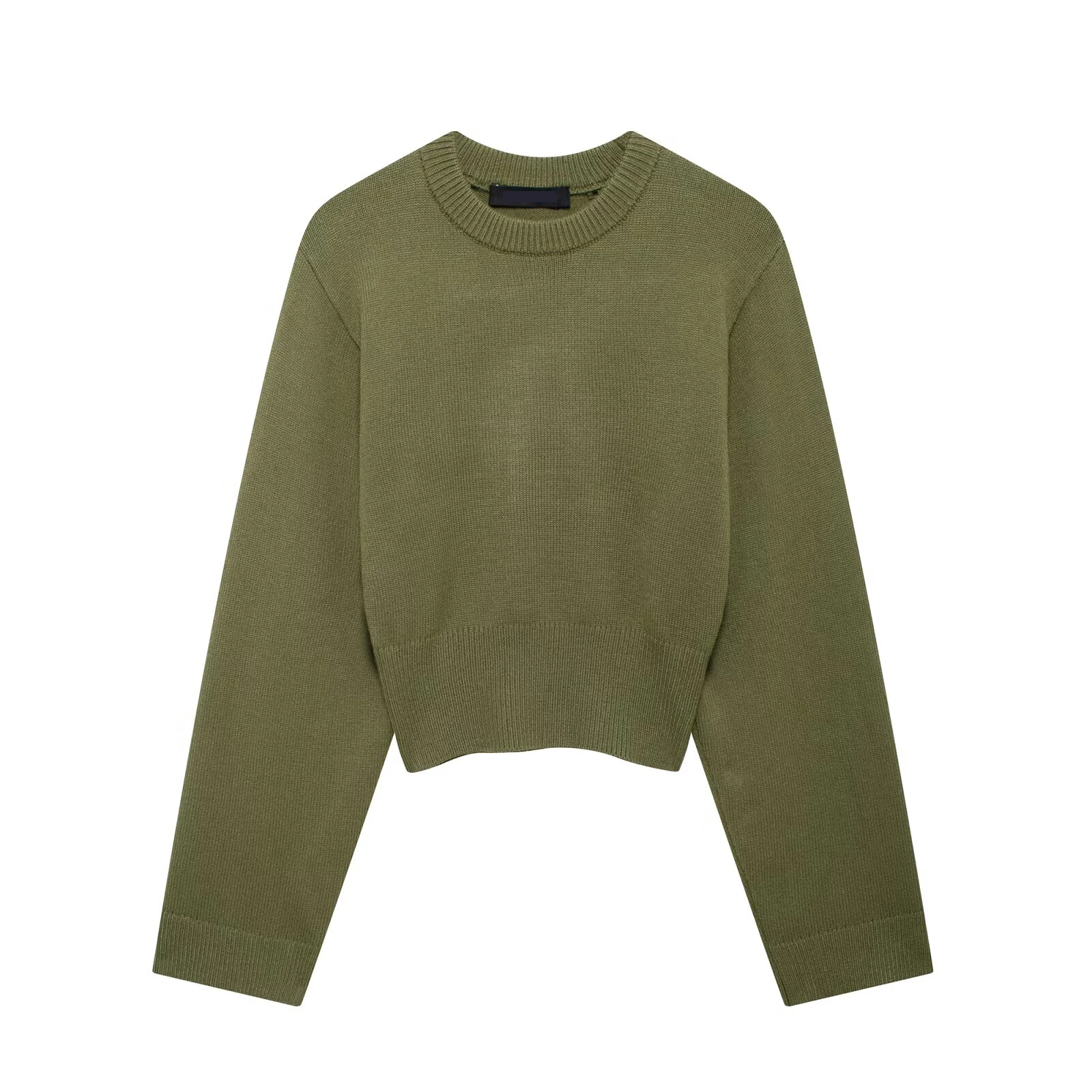 Tangada 2024 Autumn Winter Women Solid Crop Knitted Sweater Jumper Female Pullovers 3h0900