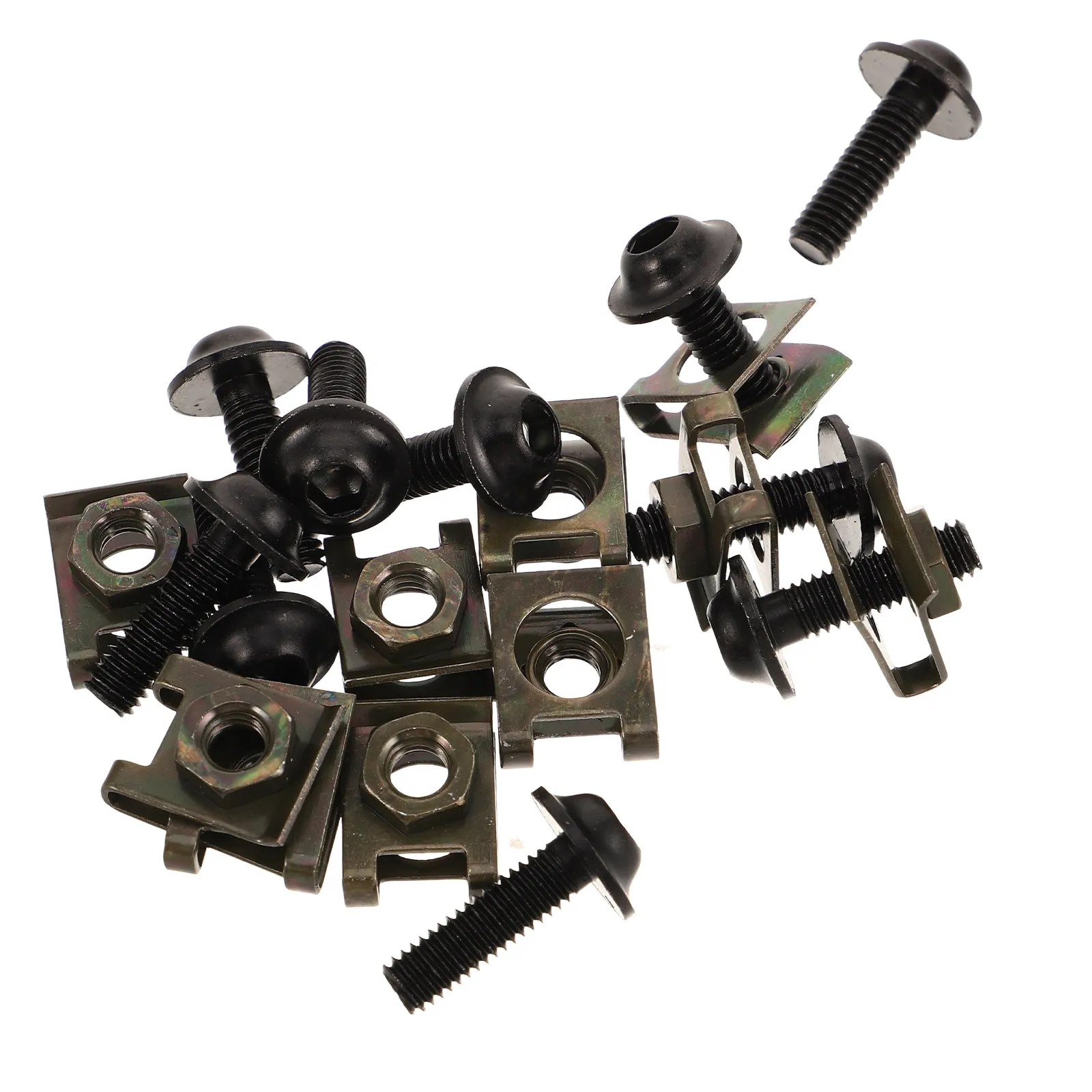 20Pcs Motorcycle Fairing Bolt Kit Black 6Mm Self-Tapping Screws Side Panel Bracket Mounting Clips Windscreen Screws Nuts