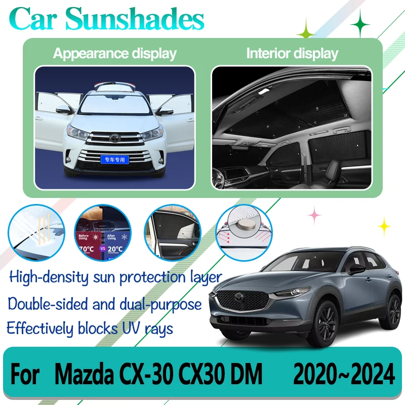 

Car Anti-UV Windows Covers For Mazda CX 30 CX-30 CX30 DM 2020~2024 Side Window Windshield Sun Protector Covers Car Accessories