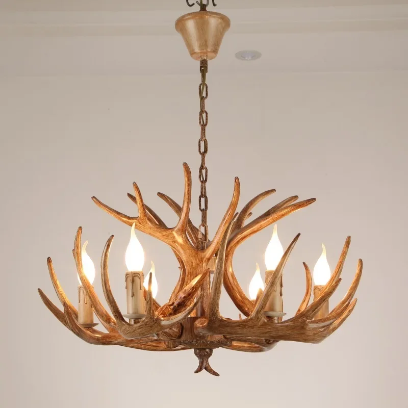 2025 American Countryside Deer Horn Lamp Retro Industrial Style Deer Horn Pendant Light Restaurant Bar Decoration Pendant Light
