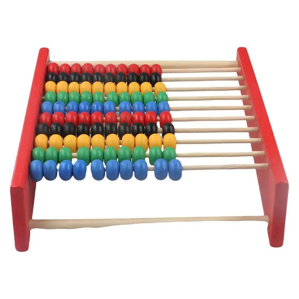 Houten telraam voor kinderen Intelligentieontwikkeling Kleurrijke kralen Leren wiskunde Tool Montessori Toy Mini