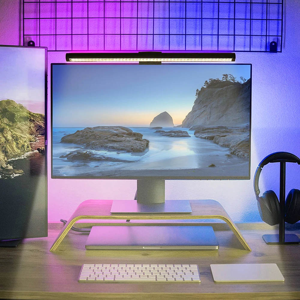 Wiscolor rgb led monitor barra de luz stepless escurecimento luz de cuidados com os olhos atmosfera de jogos lâmpada de mesa tela do computador pendurado luz