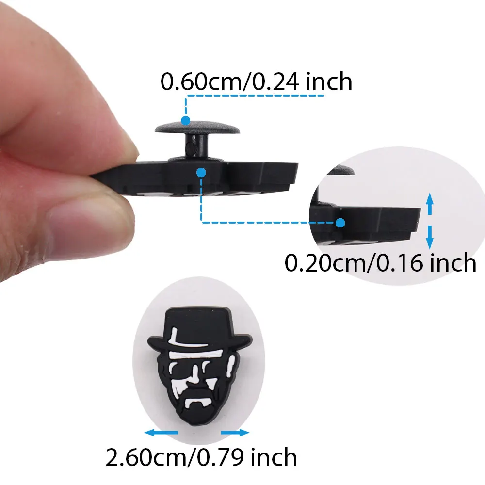 Sell Retail 1-10pcs PVC Shoe Charms The Stylish Bearded Man PVC Accessories Shoes Buckles Fit Wristbands Kids Party Gift