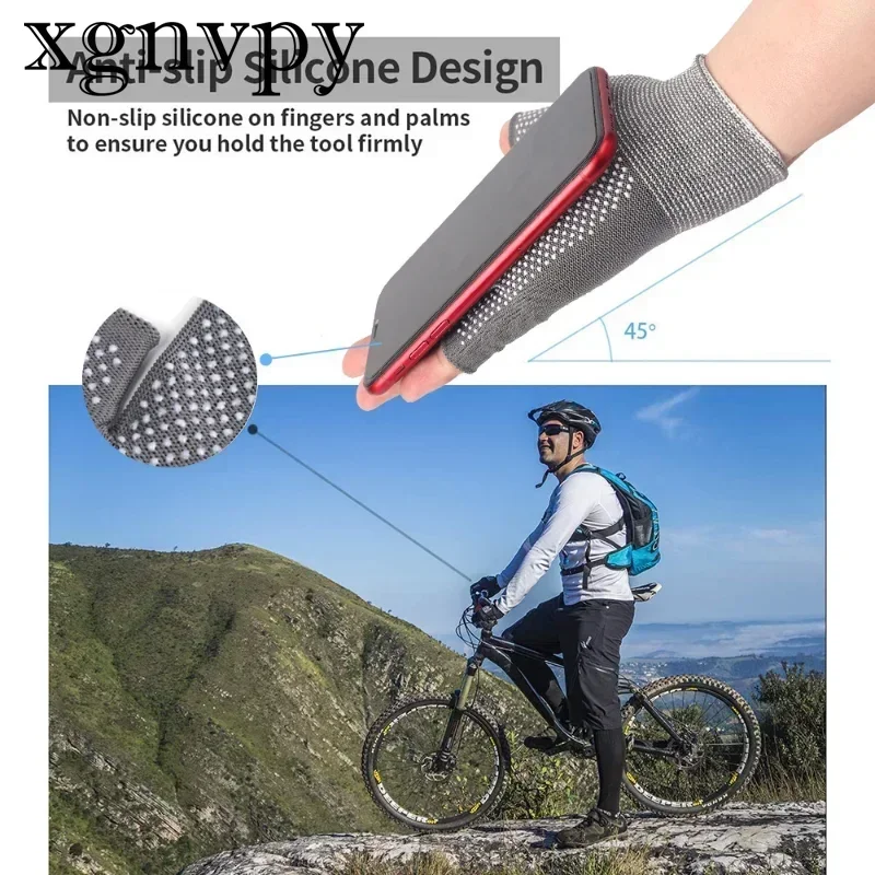 xgnvpy Summer Sun Protection Adhesive Non-slip Cycling Gloves for Women and Men Touch Screen Thin Outdoor Gloves