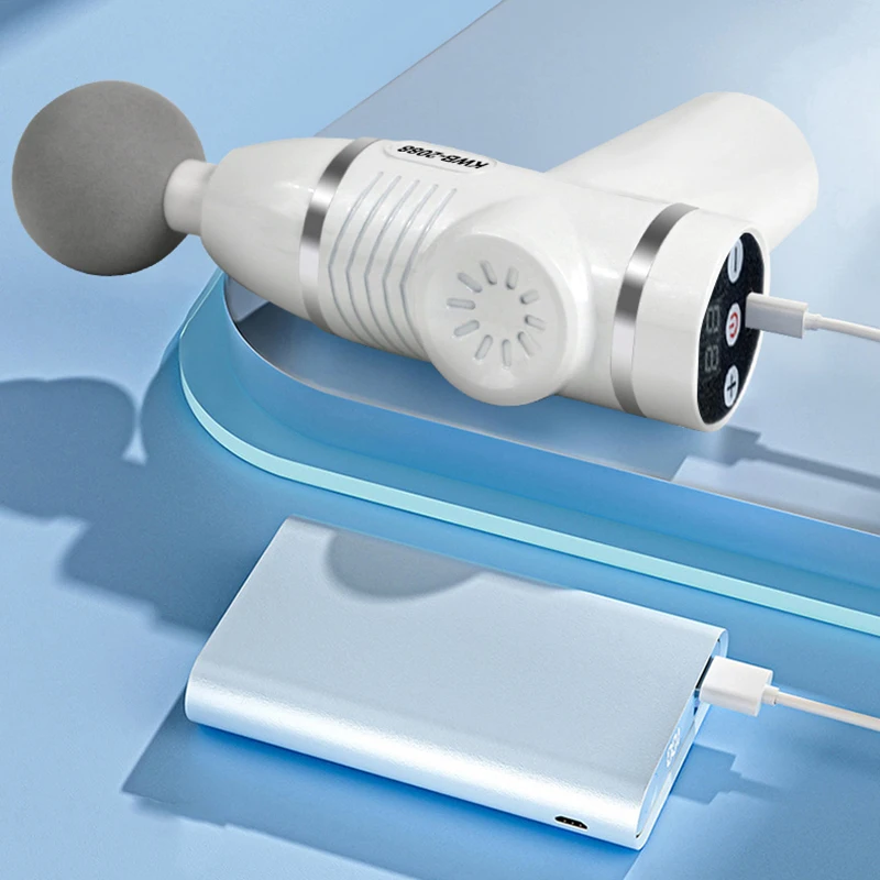 Fascia gun with 12 massage heads, muscle massage gun, new mini massager for relaxing and tapping muscles view 2