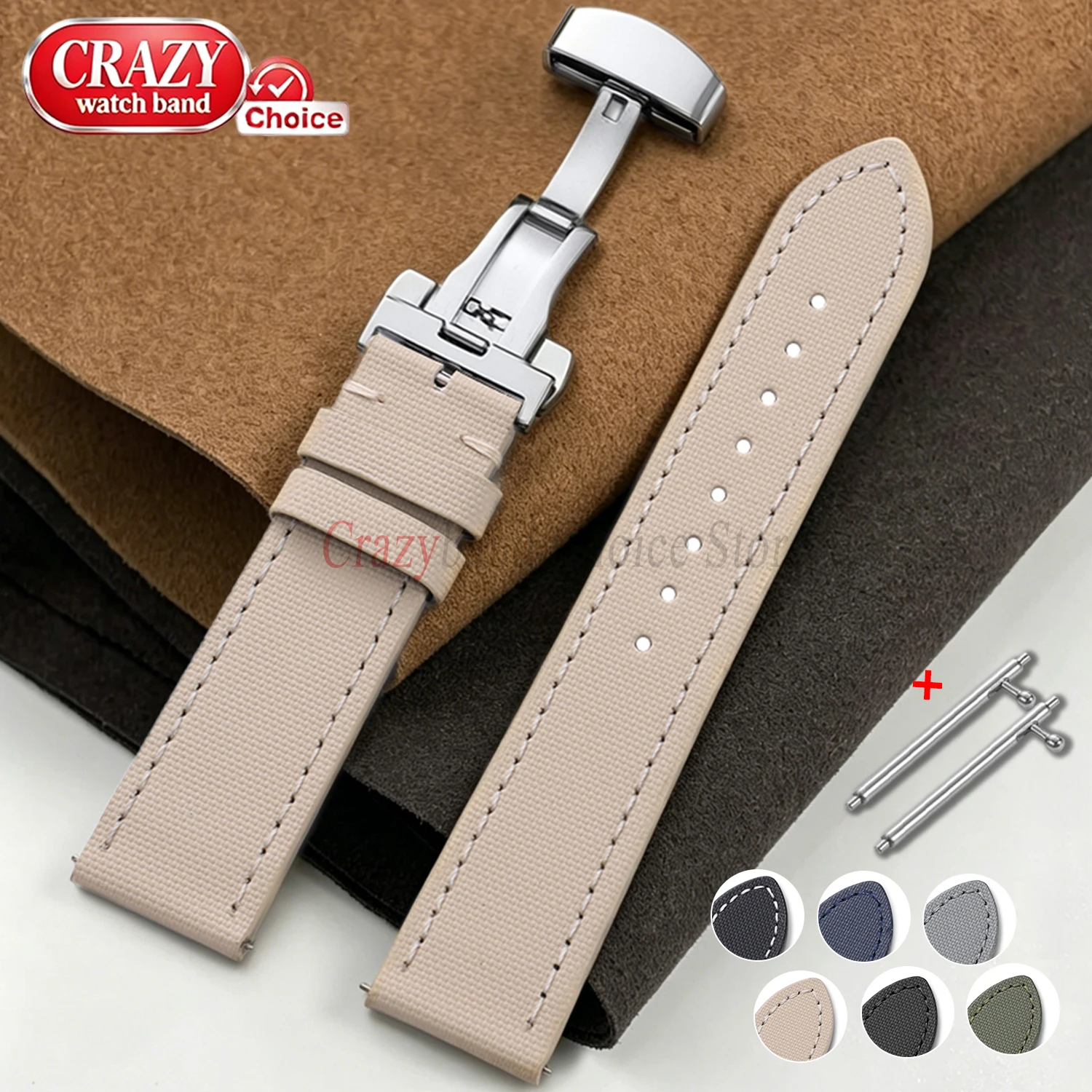 Sailcloth Leather Watch Strap 20mm 22mm Soft Nylon Replace for Seiko for Tudor Wristband Durable Nylon Bracelet Men's Wristbelts